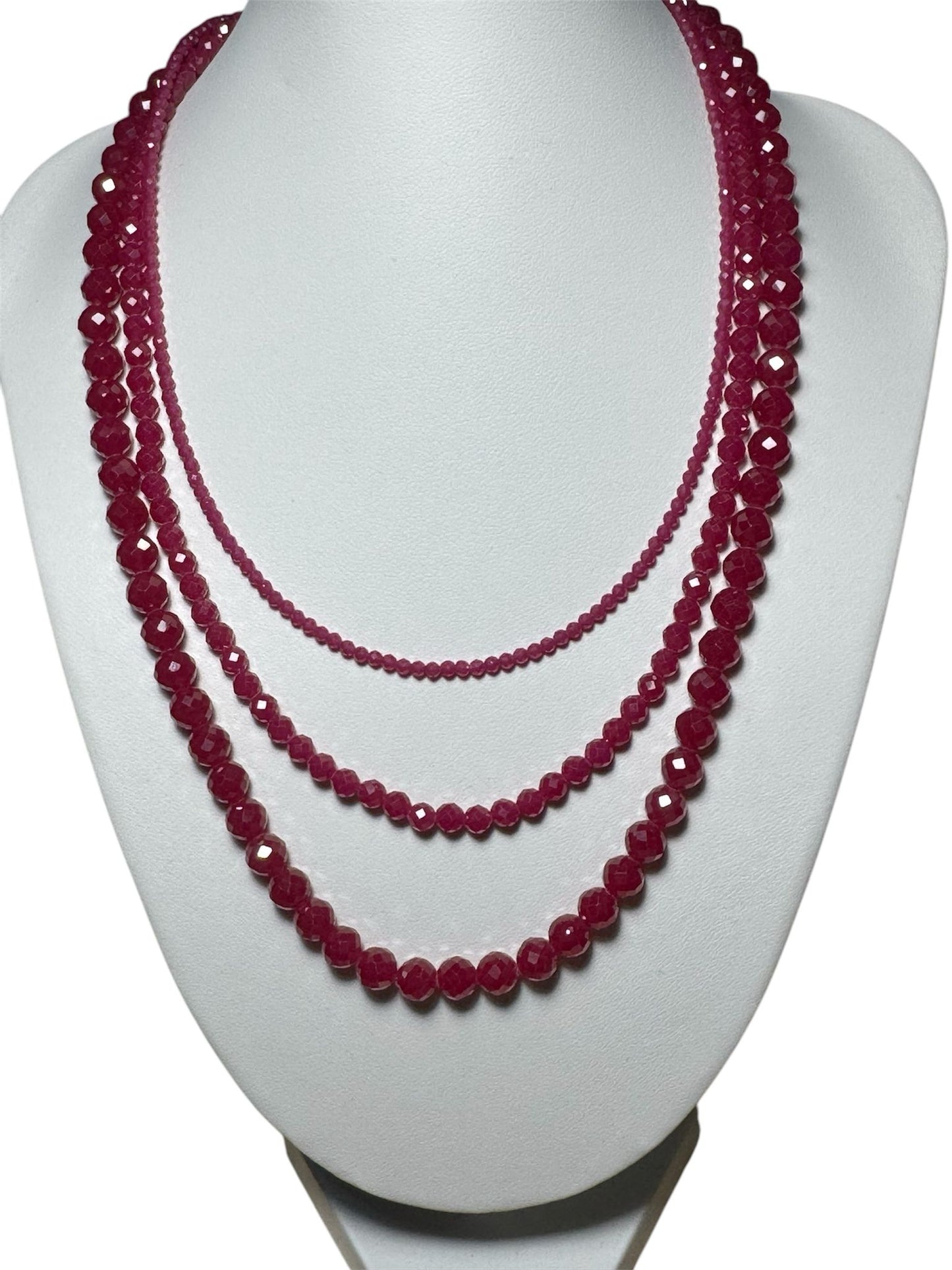 Red Ruby Faceted Necklace (RB001)