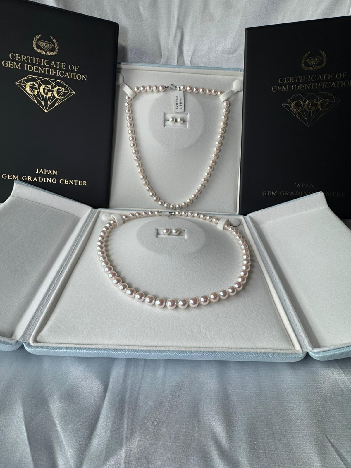 Hanadama Akoya Pearl Necklace & Earring Set – Sakura Pink Aurora Lustre (N016)