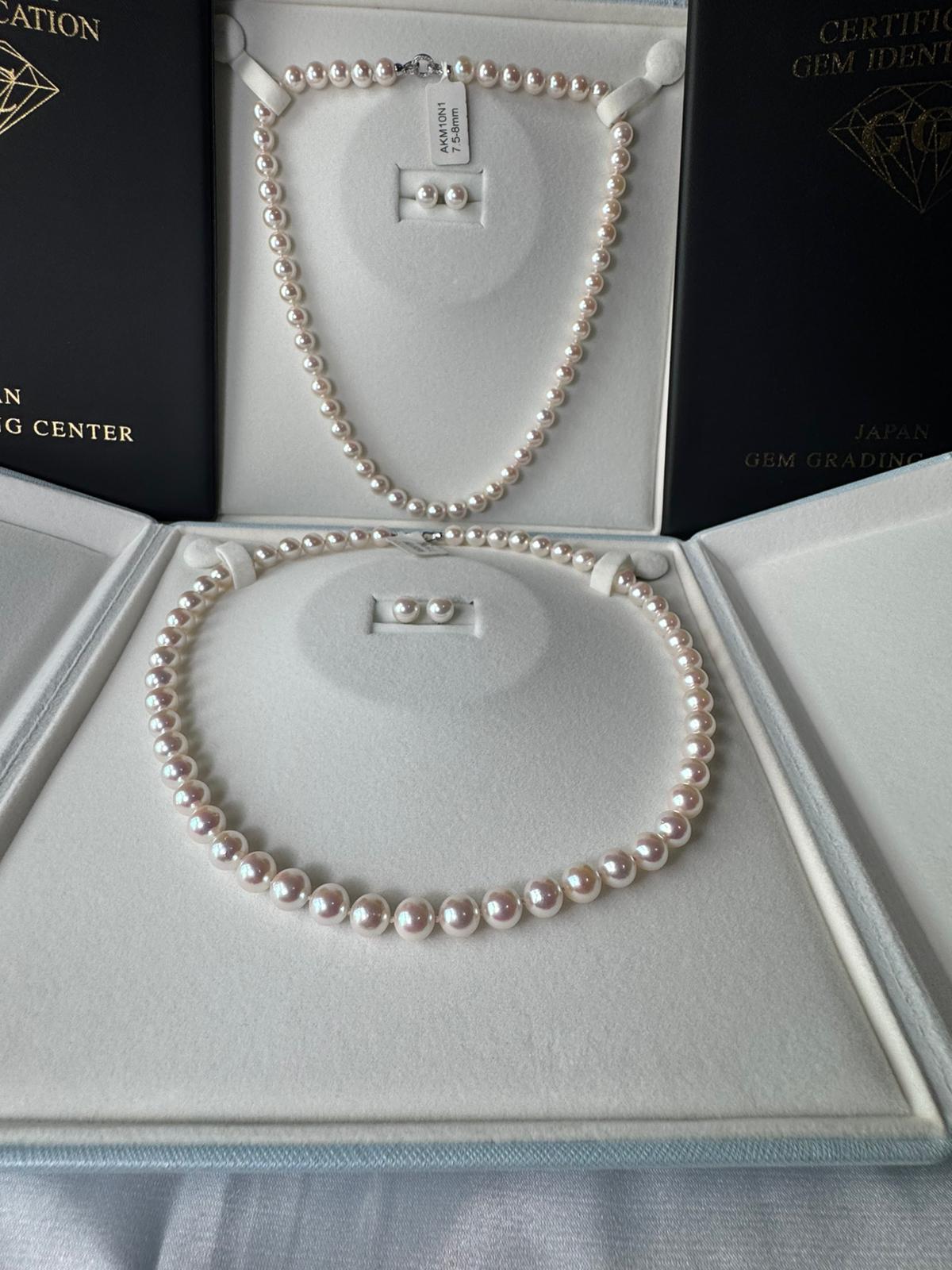 Hanadama Akoya Pearl Necklace & Earring Set – Sakura Pink Aurora Lustre (N016)